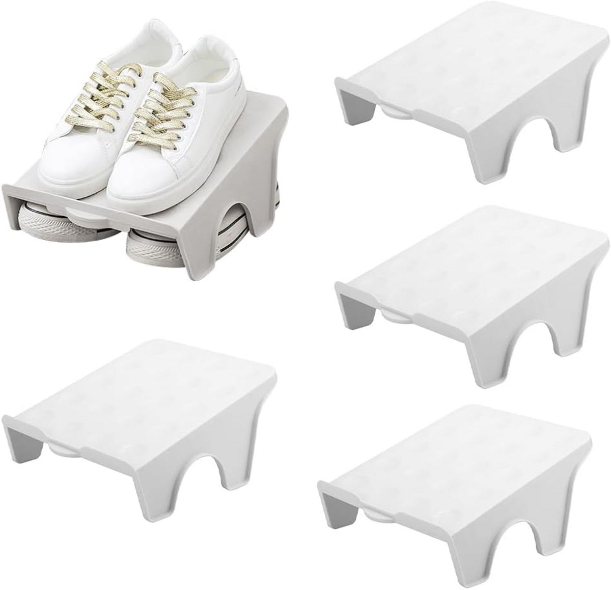 Set van 4 Schoenopbergers - Ruimtebesparend & Antislip Schoenenrek voor Kast