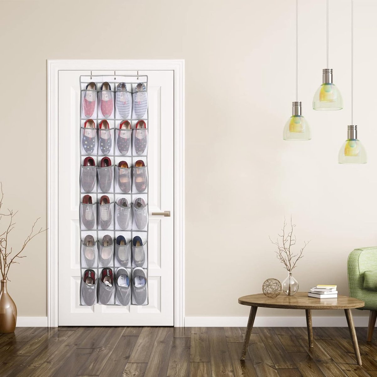 Famanu - Hangende deur organizer voor schoenen, opbergtas met 24 vakken voor slaapkamer, woonkamer en badkamer, multifunctionele hang organizer