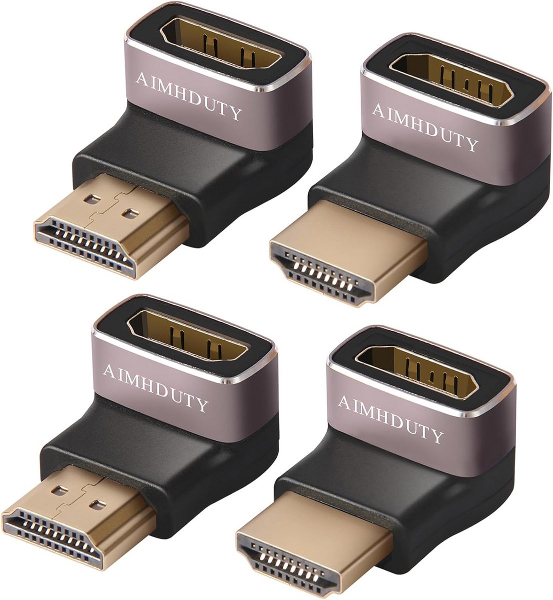 Set van 4 Rechte HDMI Adapters 90 en 270 Graden Verguld voor 8K/4K