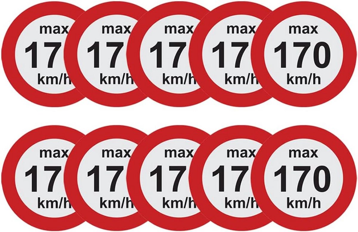 10x Diameter 25mm Snelheidssticker voor Winterbanden met Diverse Max. Snelheden