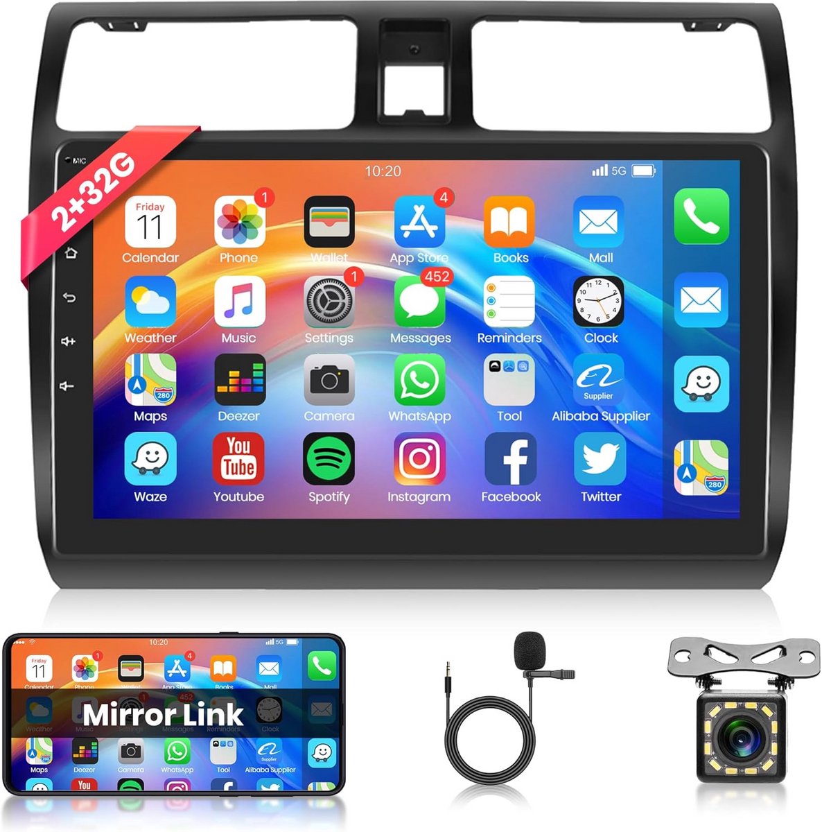 Android 13 Autoradio voor Suzuki Swift (2003-2010) - 10.1 inch Touchscreen, Navigatie, WiFi & Bluetooth