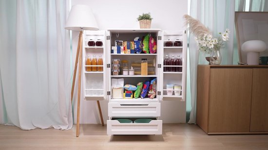Noè dressoir, Keukendressoir met 2 deuren en 3 laden, Woonkamerbuffet Noè dressoir, Keukendressoir met 2 deuren en 3 laden, Woonkamerbuffet