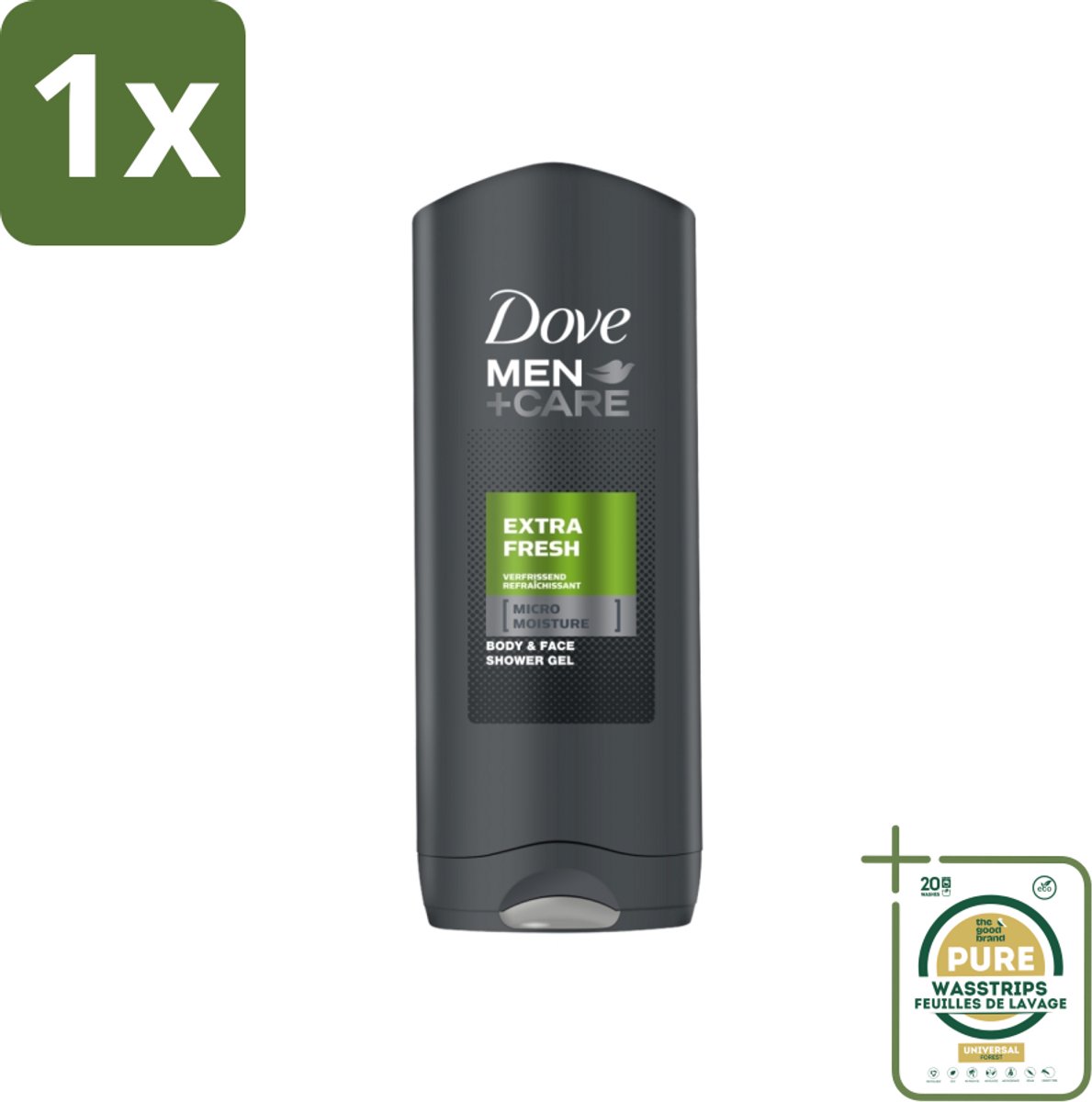 1 x Dove - Douchegel - Men+ Care Extra Fresh - Verfrissend en energiegevend - 250 ml- Douchegel - Huidbeschermend - Gevoelige Huid - Uitdroging - Kalmerend