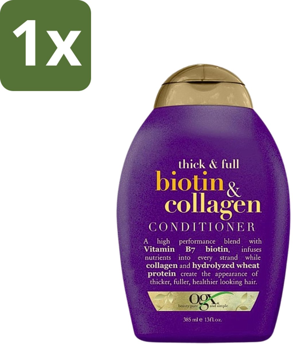 1 x OGX - Biotin + Collagen - Conditioner - Volumegevend - Voor Fijn Haar - 385 ml - Volumegevend Haar - Biotine - Collageen - Fijn Haar - Steviger Haar