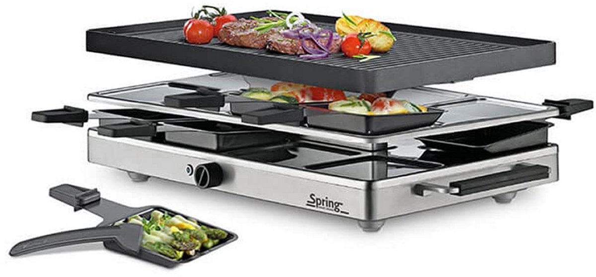 Elektrisch tafelgrill en raclette set voor 8 personen met antiaanbaklaag