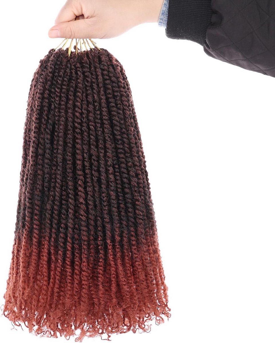 Micro Twist Haak Haar Extensions Ombré Rood Voorgespannen Voor Vlechten