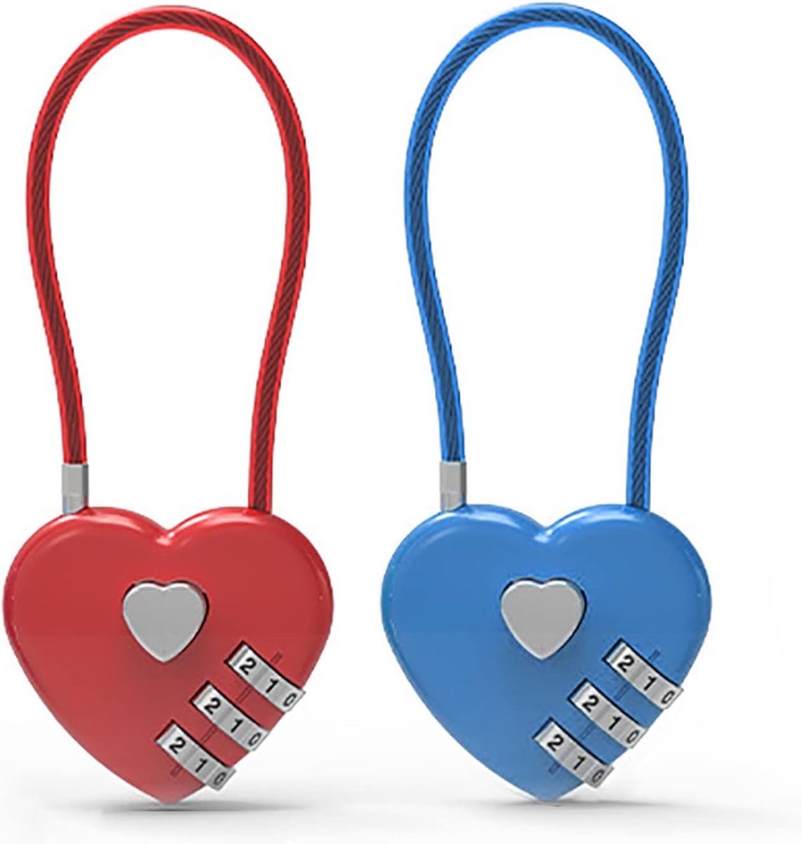 2pcs hartvormige hangslot - love lock - bracket lock - hoogwaardige slot - bagagelock - mini code lock - 3-cijferige resetbare cijfer slot voor bagage - 2 kleuren