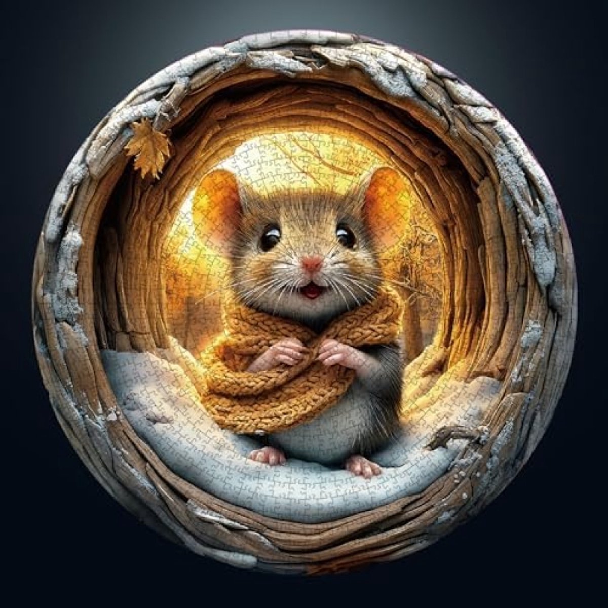 Ronde legpuzzel van 1000 stukjes met 3D-grotmuis ontwerp