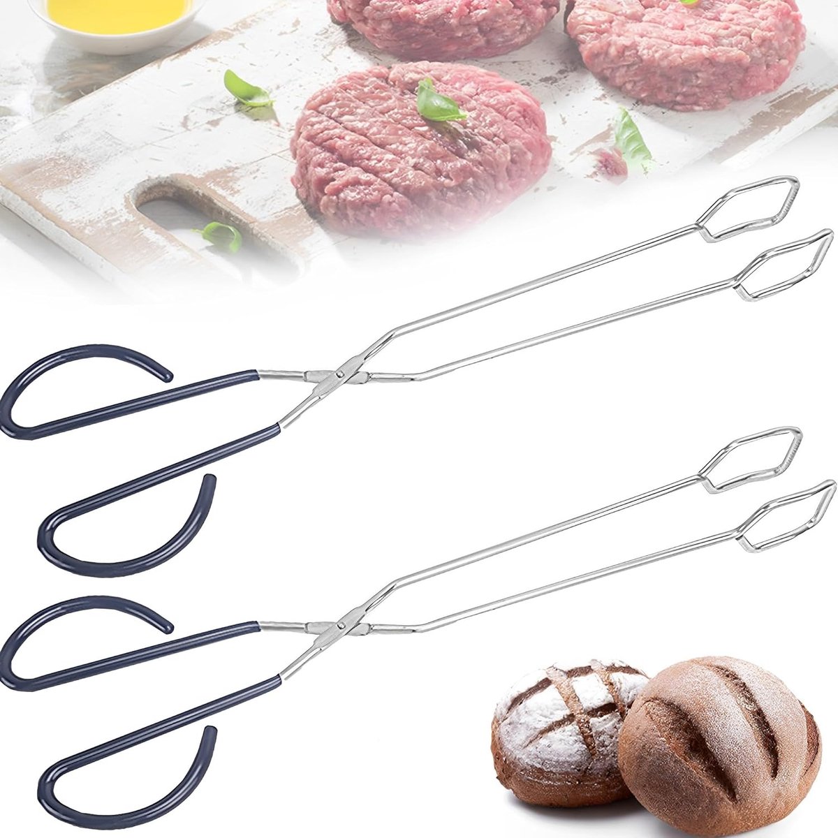 Extra Lange Rvs Barbecue Tangen - 2 Stuks Koken Keuken Bakken Voedseltang