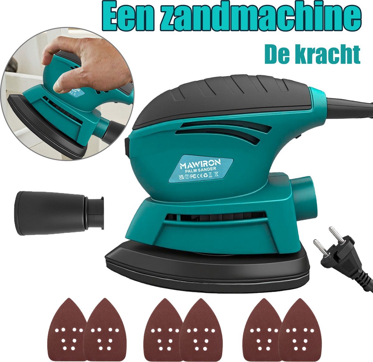 Elektrische muiszandkorrel, 14.000 draaien/ zonnen van zes vellen zandkorrel, handmatige houtskool met stofzuiger, compact zandkorrel