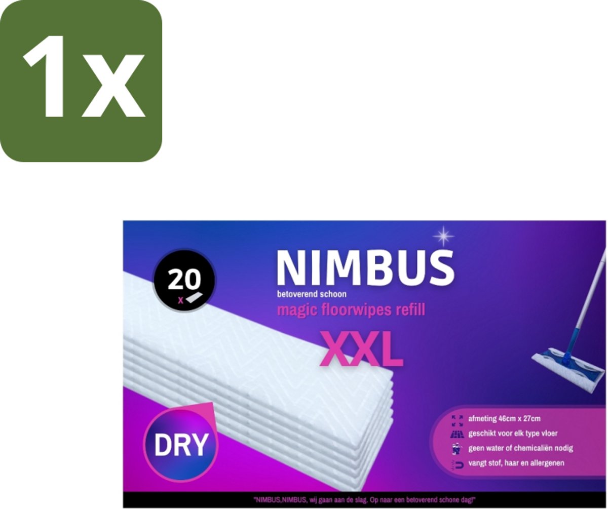 1 x NIMBUS – Magic Floorwipes Refill XXL – Droge Vloerdoekjes – 46×27 cm - 20 Doekjes - Vloerdoek - Vloerwisser - Vloerdoekje - Vloer Schoonmaken - Haren Verwijderen