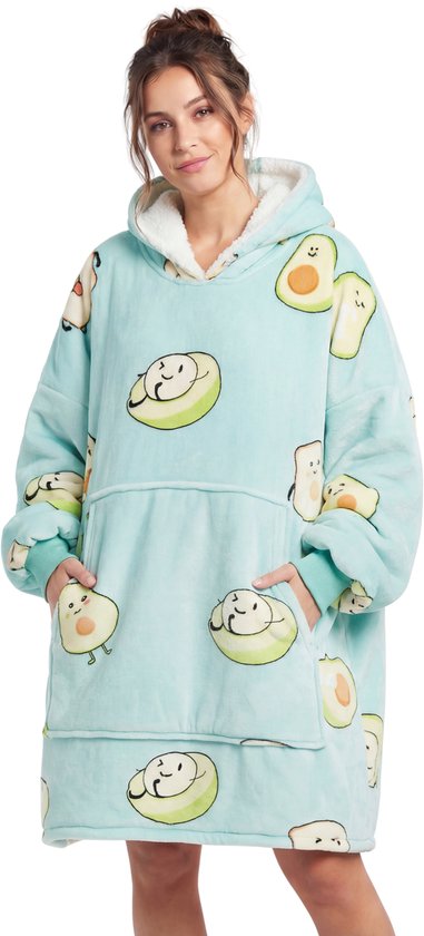 JAXY - Hoodie Deken - Snuggle Hoodie - Fleece Deken Met Mouwen - Snuggle - Cuddle Hoodie - 1450 Gram - Avocado