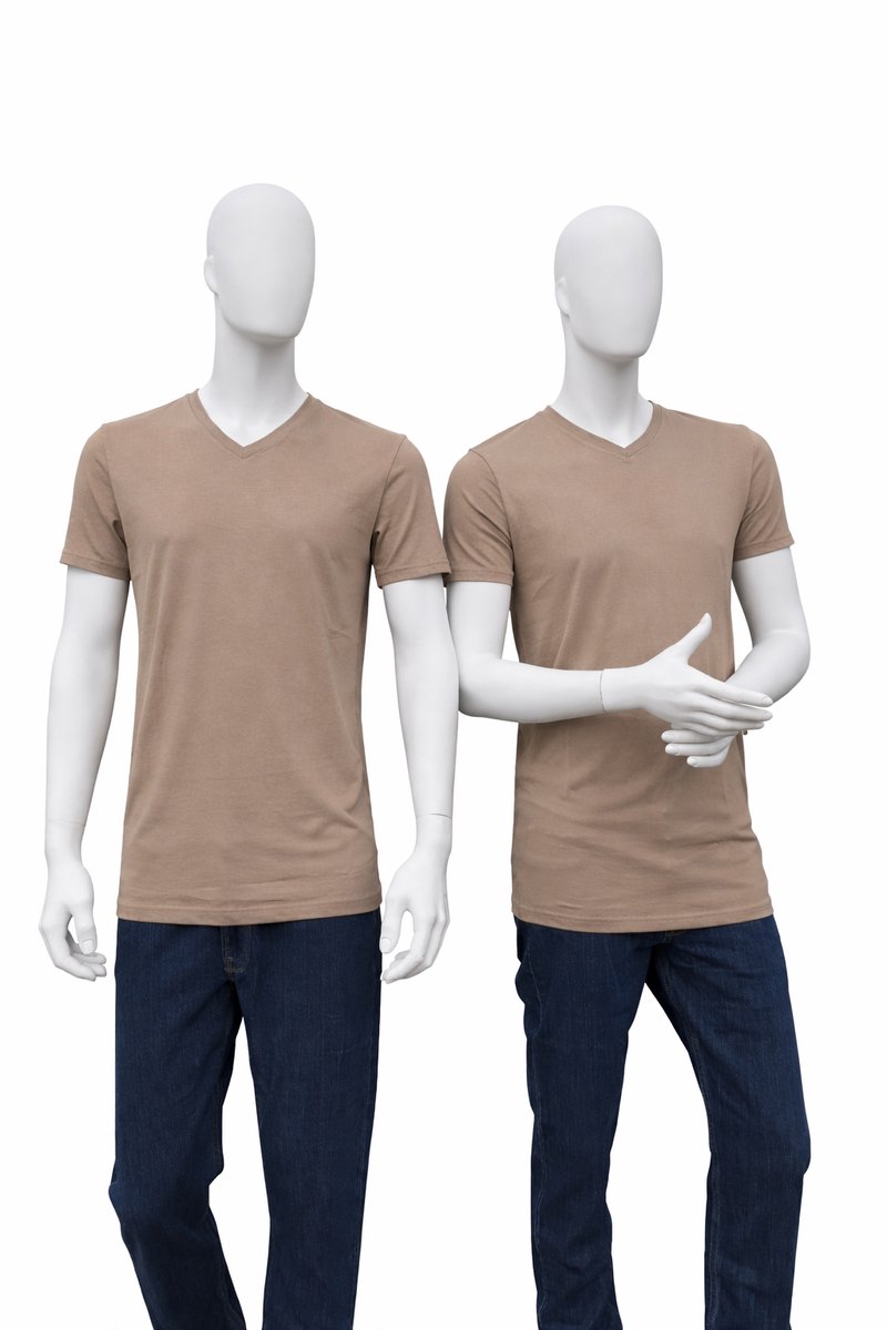RELAKZ Heren T-shirt V-hals - Organisch Katoen - 2 Pack - Taupe - Maat XL