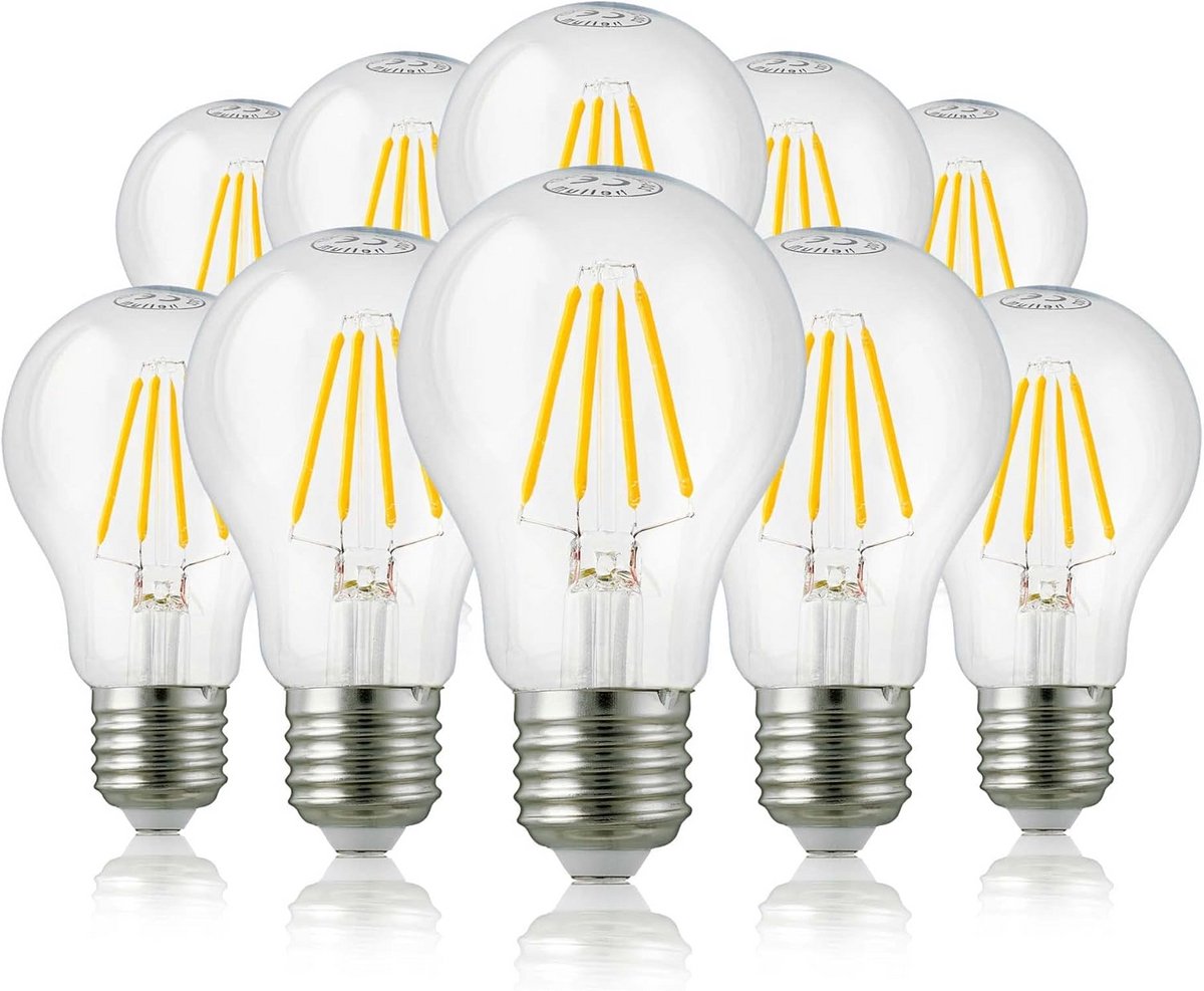 LED Filament Lamp E27 Dimbaar 7W Warm Wit Vervangt 60W - 10 Stuks
