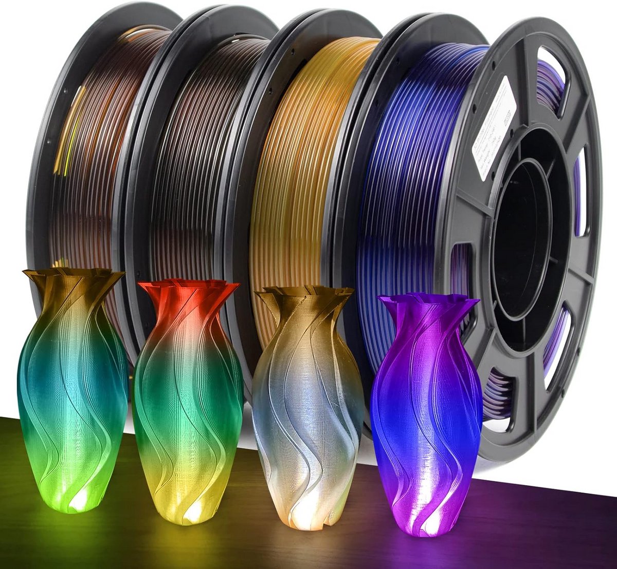 3D Printer Filament PETG Set Regenboogkleuren 1.75mm Spoel 4x250g