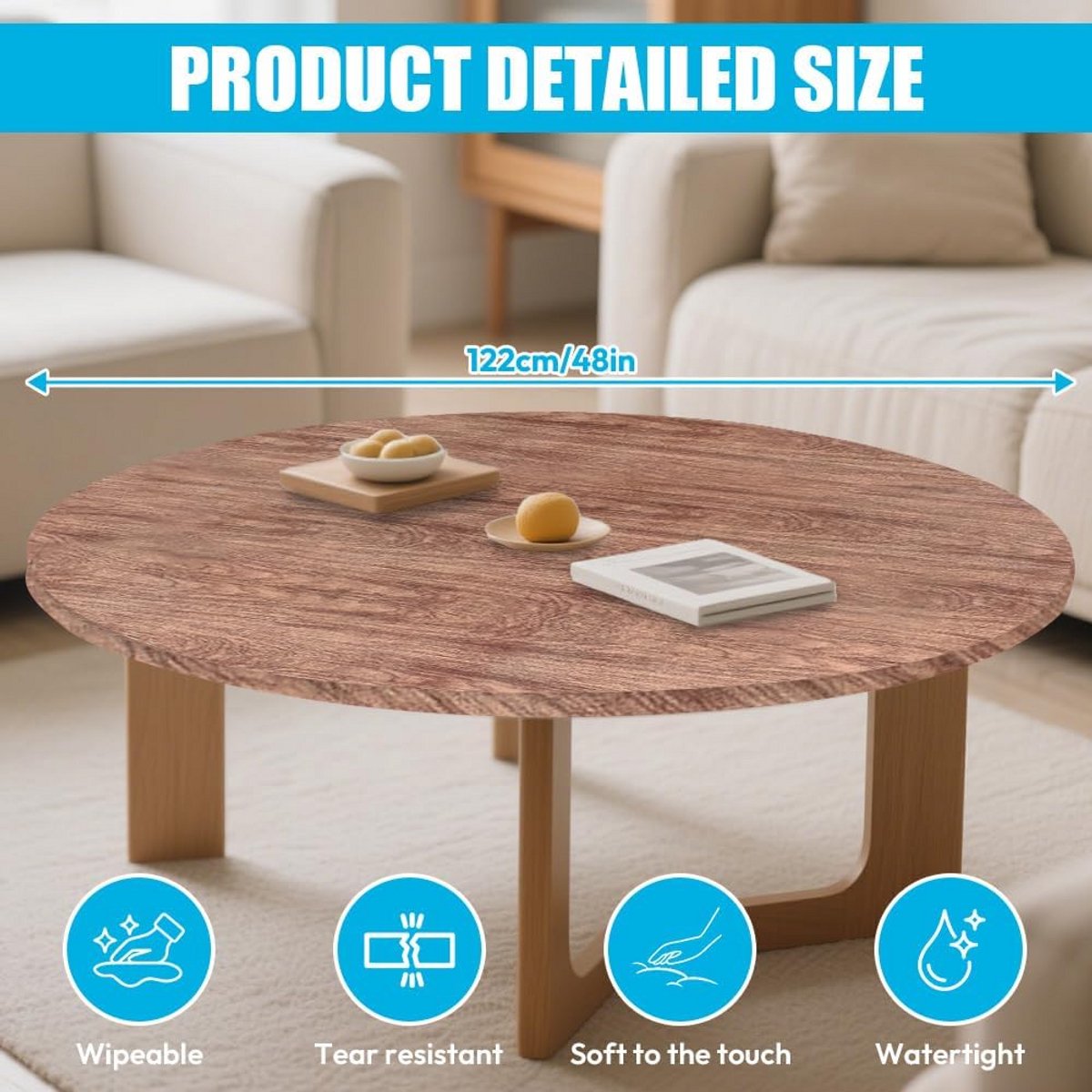 Rond Tafelkleed met Elastiek voor Buiten - Diameter 120 cm - Afwasbaar