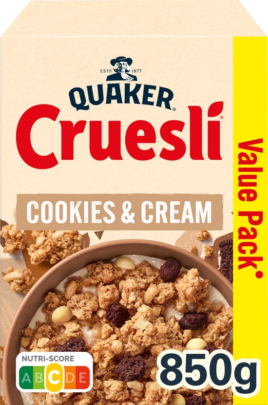 Quaker Cruesli Cookies & Cream - Ontbijtgranen - 4 x 850 gram