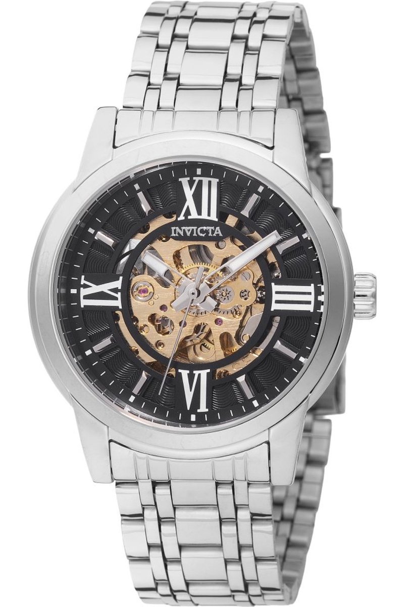 Invicta Objet D Art 69132 Heren Horloge - Waterdicht - Analoog - Automatisch Uurwerk - Roestvrij Staal met zwarte Wijzerplaat - 41mm
