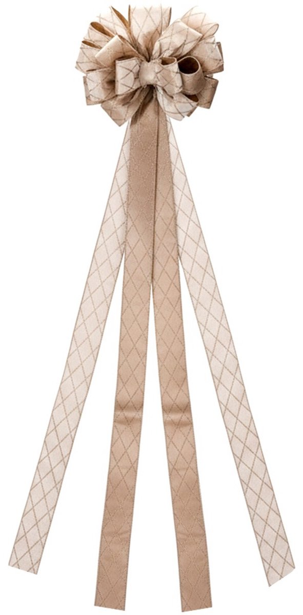 Decoratieve Strik voor Kerstboom Beige 130x33 cm - Kerststrik - Decoratie - Kerst voor Kerstboom
