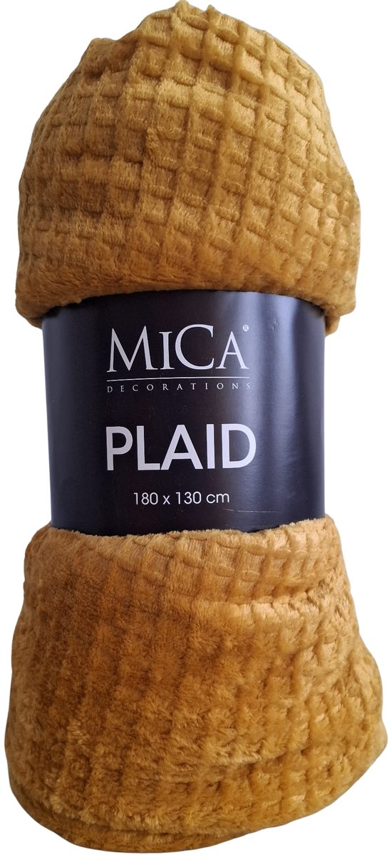 Mica Joanne Fleece Plaid 180x130 cm – Zacht Woondeken – Geel
