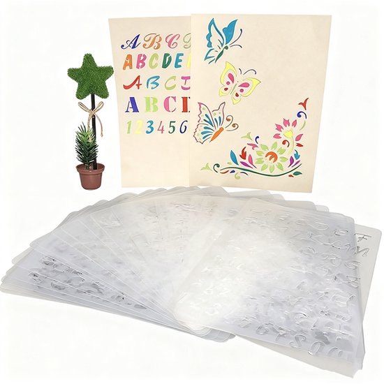 Foto: Schildersjabloon teken sjablonen 12 stuks grote sjablonen stencil kinderen vroeg leren geschikt voor tekenen hobby bullet journal