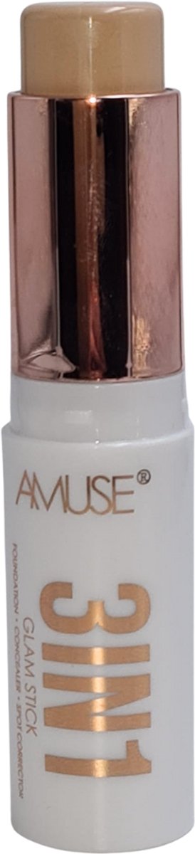 Amuse - 3IN1 Glam Stick - 04 Fair - Foundation - Concealer - Spot Corrector - 10 g