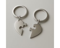Hart Sleutelhanger – Twee Puzzelstukjes – Liefde & Vriendschap – Duo Sleutelhanger – Cadeau Koppel / Vrienden