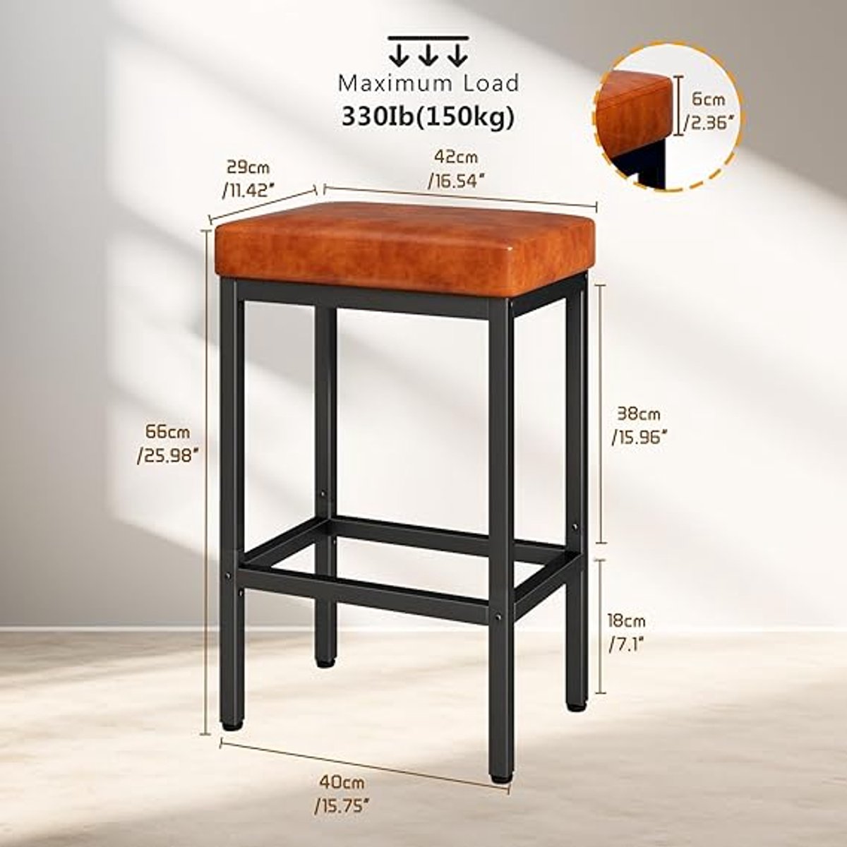 Set van 2 Design Barkrukken met Rugleuning Hoogteverstelbaar - 360° Draaibaar - Medahomestore
