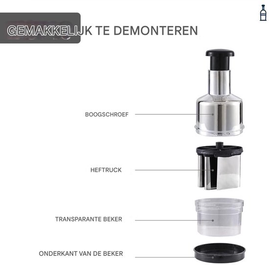 Ynkkvre - Groentehakker - Uienhakker - Uiensnijder - Keukenmachine - Hakmolen - Food Processor - RVS Messen - 2-in-1 Design van Ynkkvre — afbeelding 5