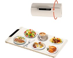 warmhoudmat- Opvouwbare warmhoudmat/elektrische verwarmingsplaat, 3temperatuurstanden - verwarming over het gehele oppervlak - oprolbaar - automatische uitschakeling - geschikt voor feestjes (beige - 45*38 cm)