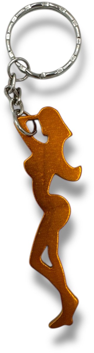 Sleutelhanger Flesopener – Met Gestileerde Vrouw Silhouet – Lichtgewicht Metaal
