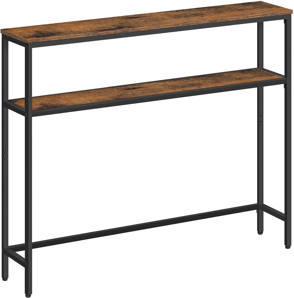Salontafel – Smal model – 2 planken – Vintage bruin/Inktzwart