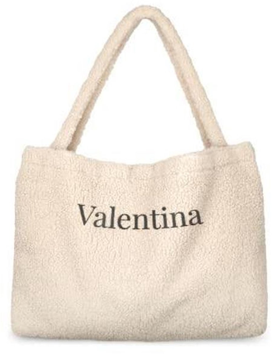 Zachte beige teddy tas met persoonlijke naam