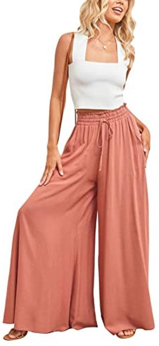 Dames Culotte Wijde Pijpen Zomerbroek Elegante Businessbroek Met Hoge Taill