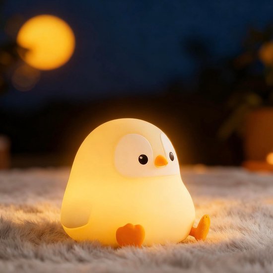 Pinguïn nachtlampje voor kinderen - Oplaadbaar pinguïnontwerp - Siliconenmateriaal van voedingskwaliteit - Dimmen met aanraakbediening - Grijs pinguïnontwerp - Perfecte dierendecoratie voor de babykamer - Schoencadeautjes sinterklaas