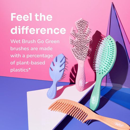 WetBrush Go Green Detangler Pink - Brosse à cheveux Anti Tangle - Biodégradable - 1 pièce