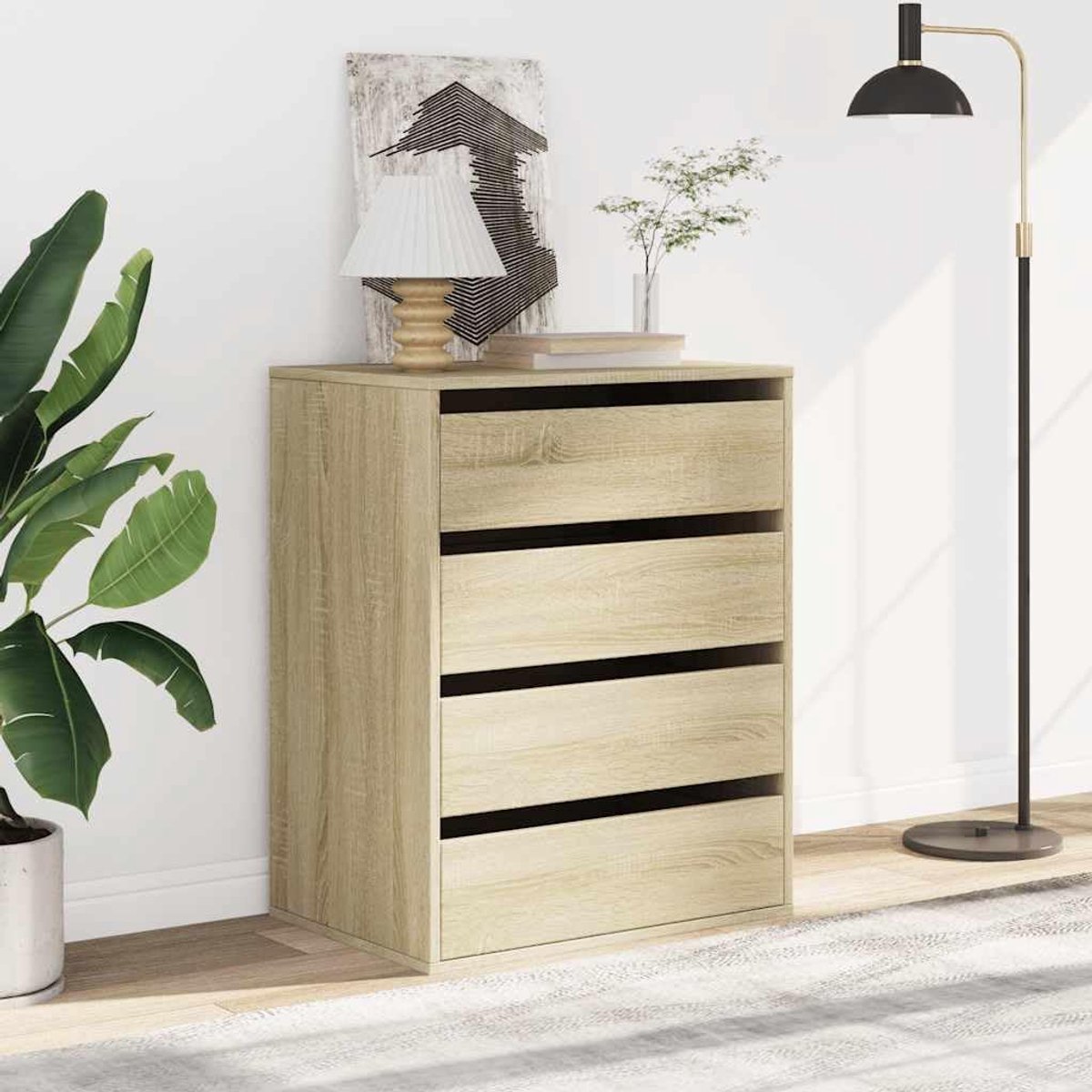 Moderne ladekast 4 laden 60x41x76 - 60x41x76 cm - laden 60x41x76 cm Sonoma eik, - Medahomestore