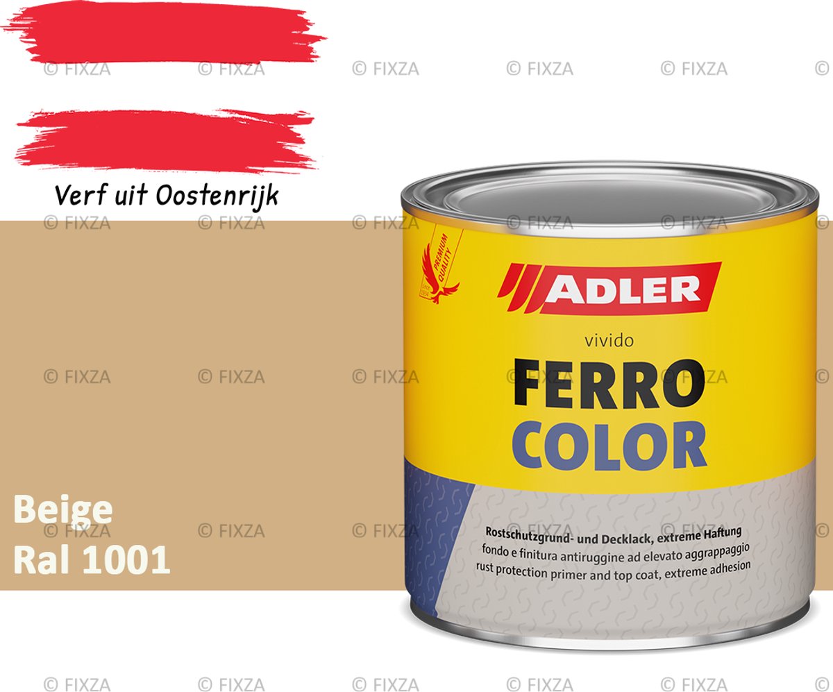 ADLER Ferrocolor 3in1 roestwerende verf – 2,5 Liter – Beige – Grondverf en aflak in één – Voor binnen & buiten – Voor ijzer, staal, zink & aluminium – Milieuvriendelijk – Zonder primer