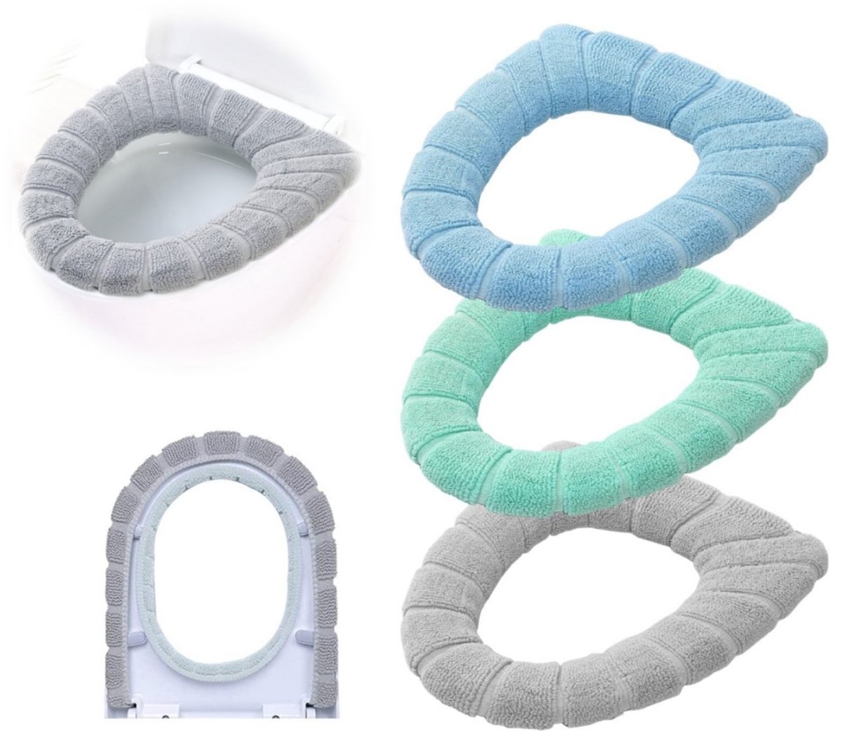 3 Stuks Toiletbril Hoes - Zachte Toiletzitting - Badkamer - zachte - dikkere - warmereWC Bril Cover - Herbruikbaar- Wasbaar