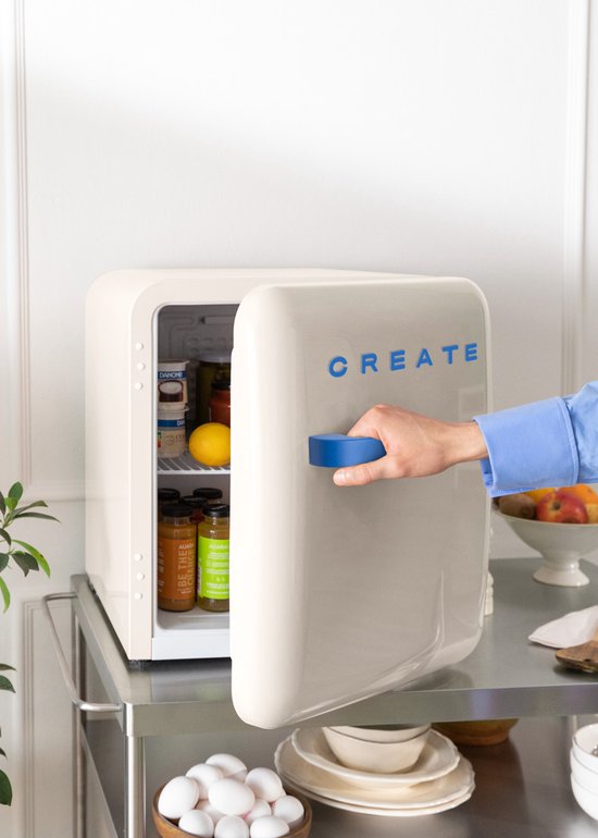 CREATE - Koelkast in retrostijl - Gebroken wit - Handvat Kobaltblauw - FRIDGE RETRO 48L van create — afbeelding 5