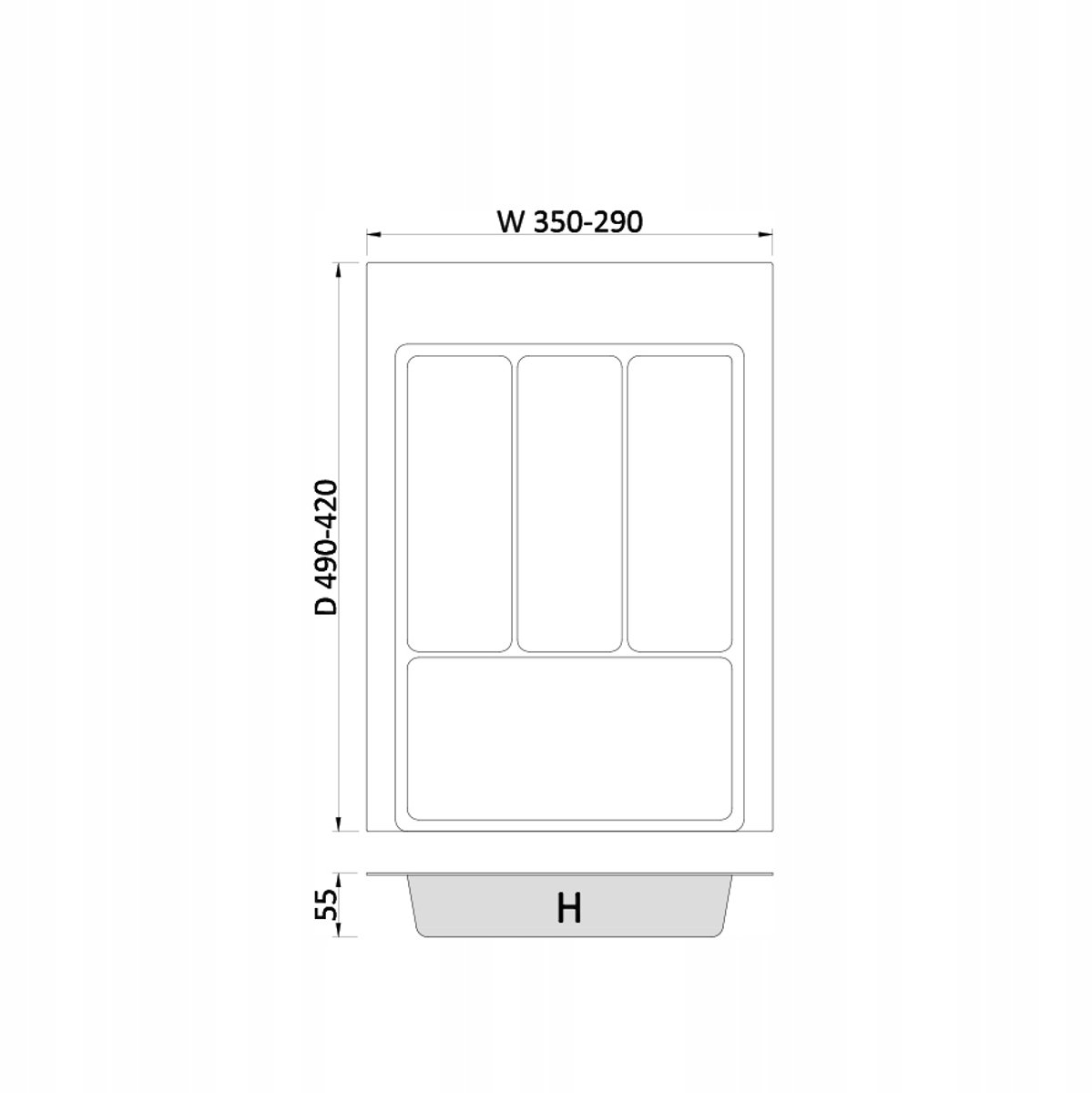 Rejs MAX Besteklade Organizer 40cm Wit - Efficiënt Keukenladen Sorteren