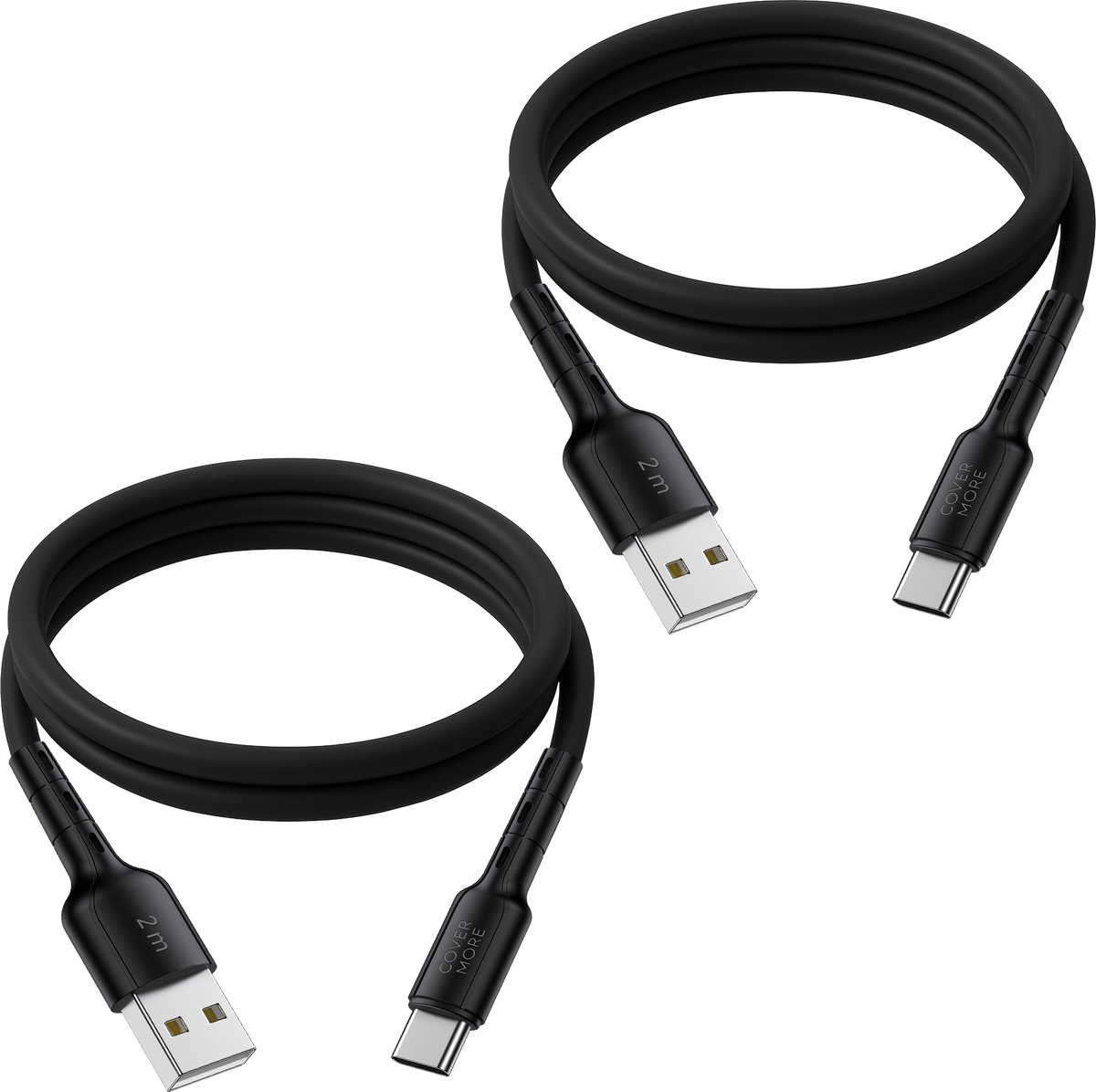 Usb C kabel naar usb A - 2 stuks - 2 meter - Lang - Sterk - Flexibel - Zwart