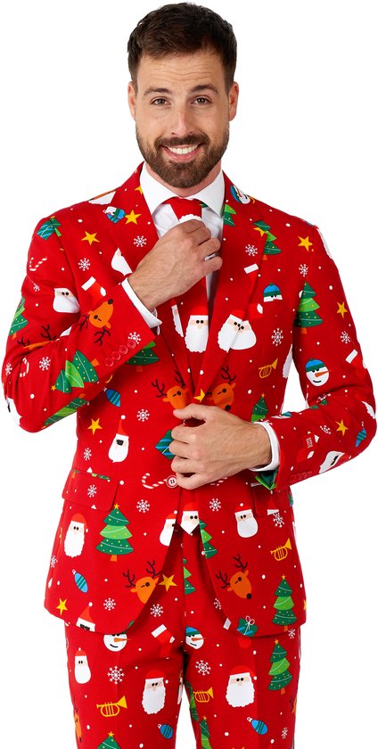 2-delige kerstoutfits heren grappige sneeuwvlok geruite kerstman