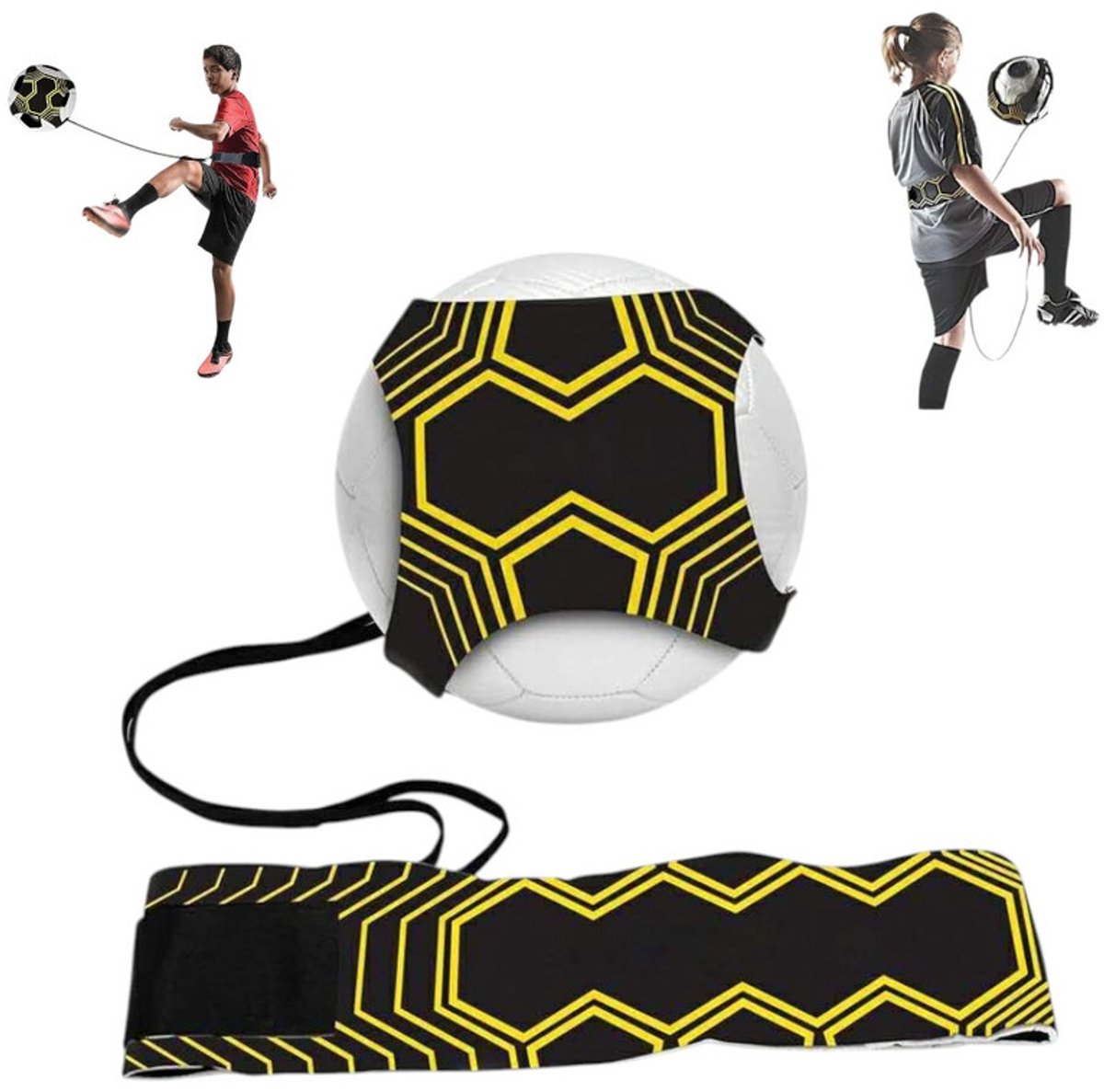 1 stuk - Voetbaltrainer Met Elastiek - Voetbal Spullen - Voetbal Trainingsmateriaal - Football Training Equipment - geel - Voetbaltrainingsriem met jongleerriem