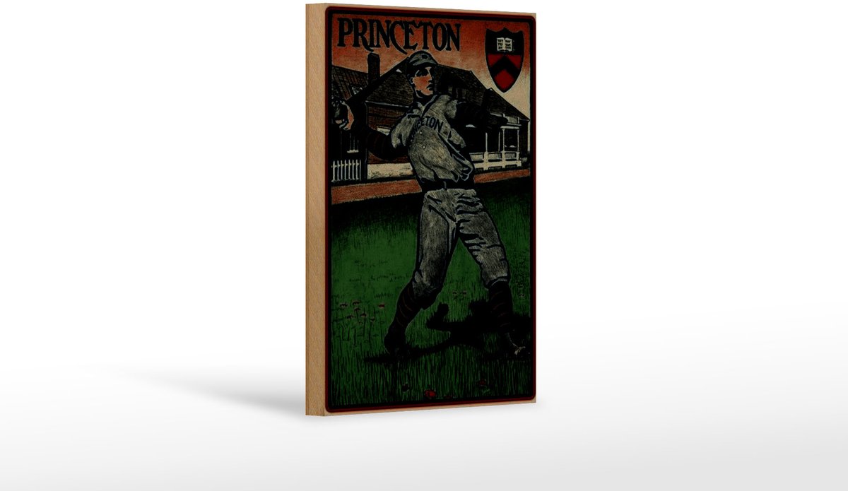 Holzschild Retro 12x18cm Princeton Baseball