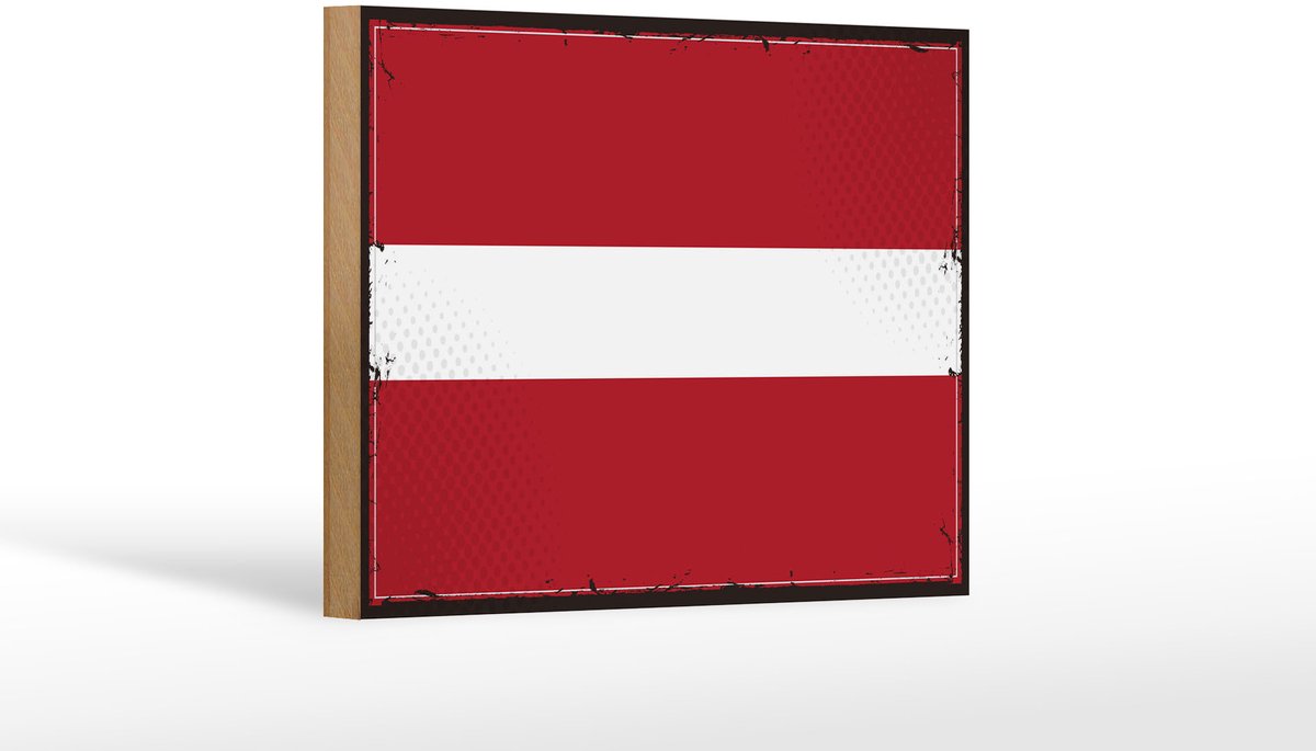 Femer Holzschild Flagge Lettlands 18x12 cm Retro Flag of Latvia Dekoration Rood