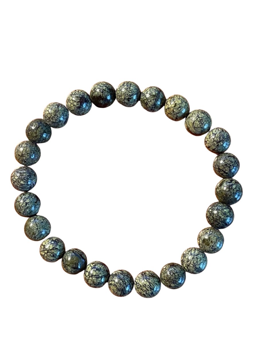 Edelsteen armband-Groene serpentijn-aardend en beschermend-8mm 18 cm