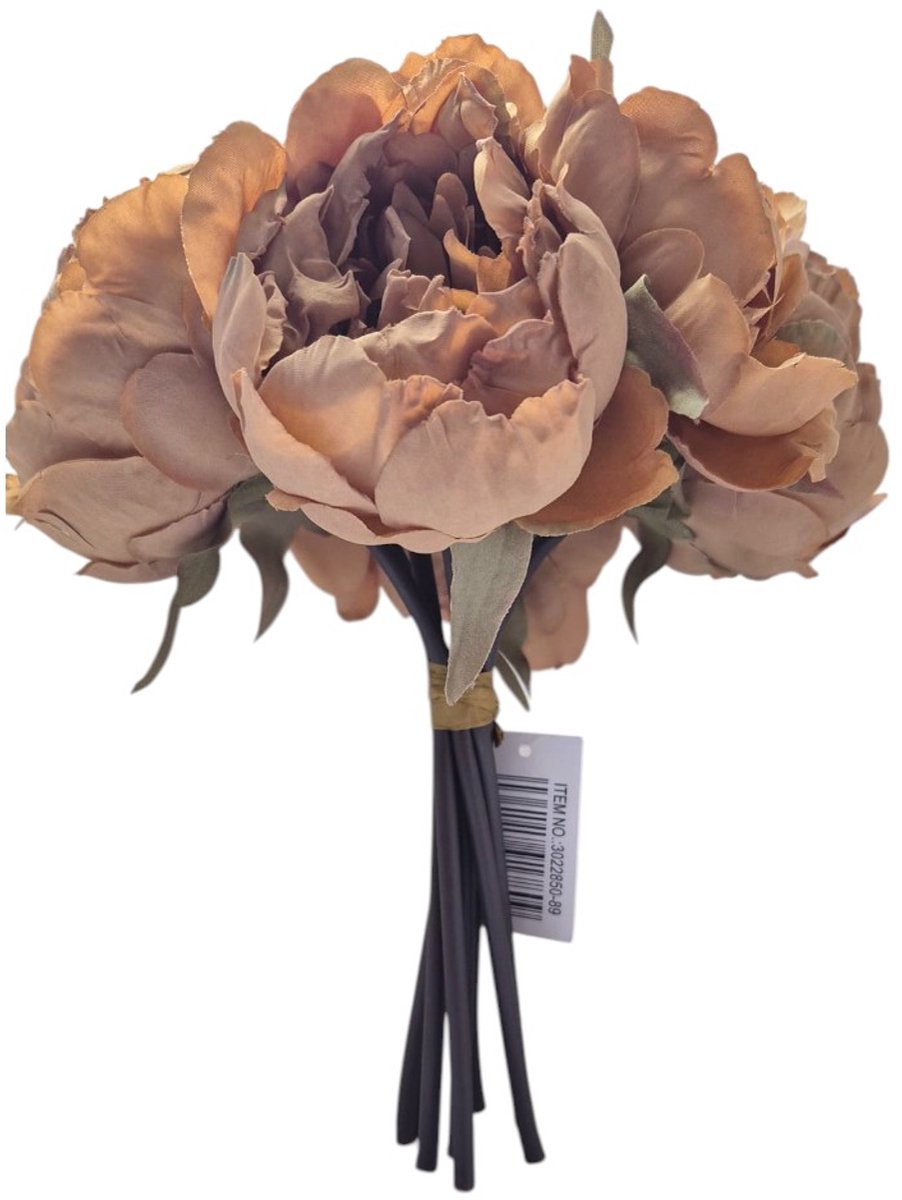 Kunstboeket Pioen lichtbruin | 22 cm | Woondecoratie | Tafelarrangement