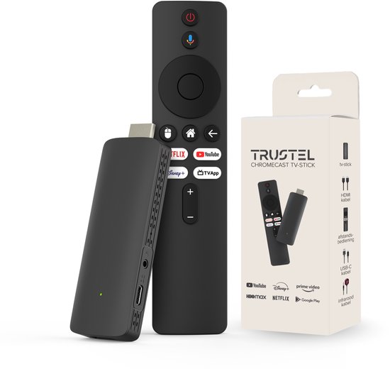 Trustel® - Chromecast - Chromecast Google - Eenvoudige installatie (Plug & Play) – Vloeiend Wifi streamen & 4K Full HD Beeldkwaliteit - Netflix compatiebel