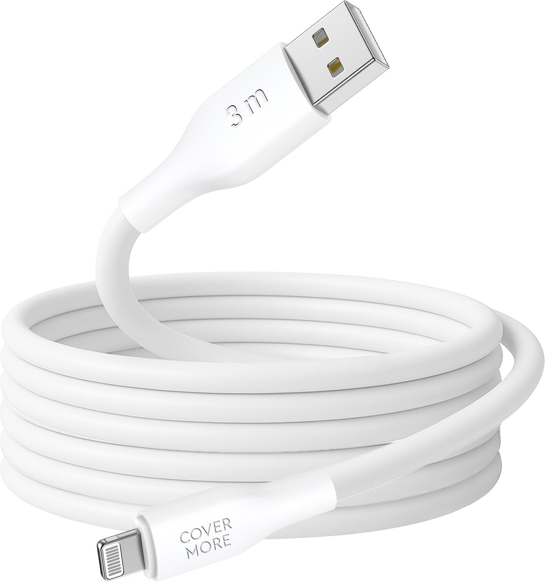Usb oplaadsnoer geschikt voor iPhone en iPad met Lightning naar usb A - Oplader kabel - Voor oa 14 13 12 11 x xs xr 8 7 se pro max plus mini - Oplaad en data kabel - 3 meter - Extra lang - Wit